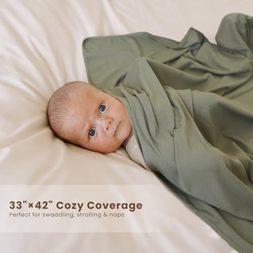 Konssy 2 Pack Ribbed Knit Swaddle Blankets - Image 3