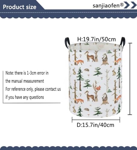 Kids Laundry Hamper, Animal Laundry Basket Collapsible Woodland Storage Baskets - Image 2