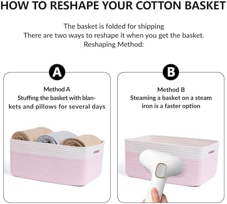 MiniArk Woven Pink Cotton Storage Baskets, 3 Pack - Image 7