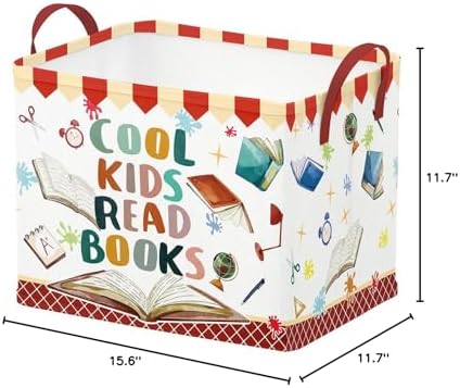 Runtoo Cool Kids Read Books Storage Bins Inspirational Quotes Book Basket Toys - Image 7