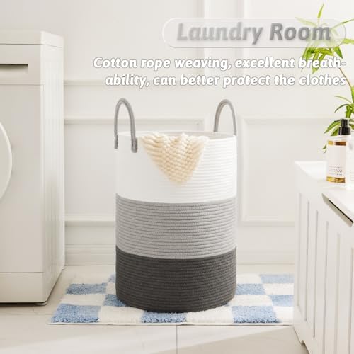 Artfeel Laundry Basket, Woven Cotton Rope Laundry Hamper, 80L - Image 2