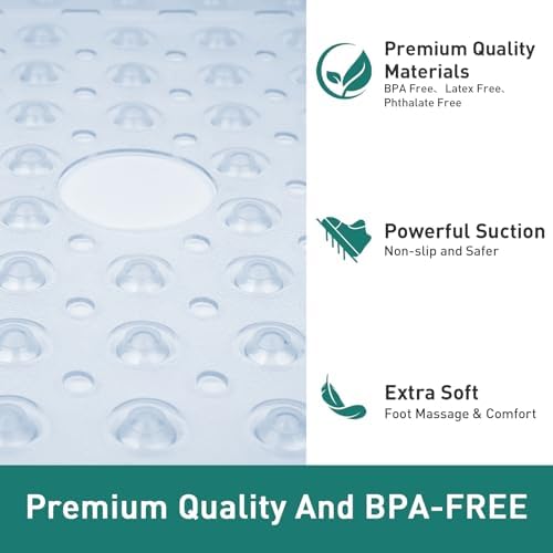 Large Square Shower Mat Bathtub Bath Mat Non Slip Clear 27"x27" - Image 6