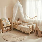 LOAOL Bed Canopy with Pom Pom Kids Reading Nook Hanging Tent - Image 2