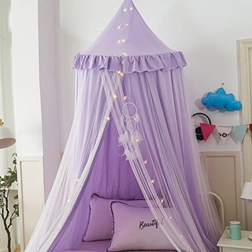VETHIN Bed Canopy Double Layer Princess Round Dome Dreamy Mosquito Net Bedding - Image 4