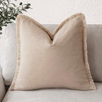Foindtower Decorative Linen Fringe Throw Pillow Covers Cozy Boho Farmhouse by Foindtower