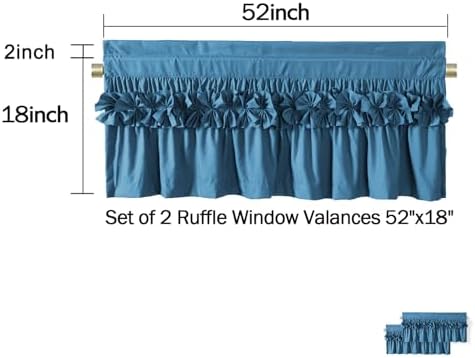 HIG 2 Pack Dusty Blue Ruffle Handcrafted Window Valances - Image 5