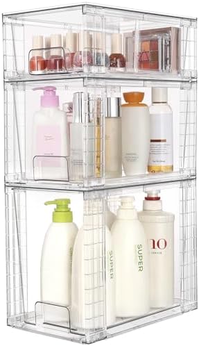 Vtopmart Clear Stackable Storage Drawers, 6 Pack Tall Organizer Set - Image 4