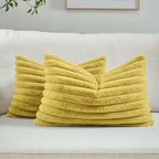 FUTEI Pack of 2 Faux Fur Throw Pillow Covers 12x20 Inch, Mustard Yellow by FUTEI