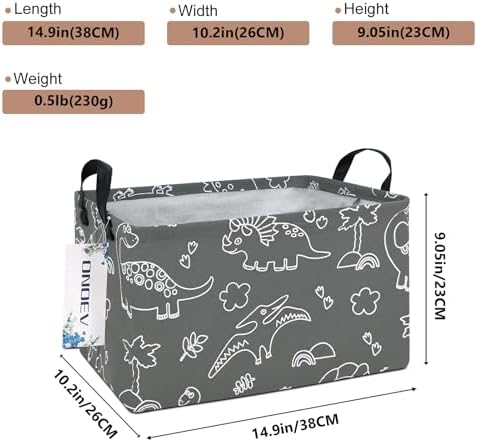 Rectangular Fabric Storage Bin, Foldable Line Dinosaur print Basket - Image 2