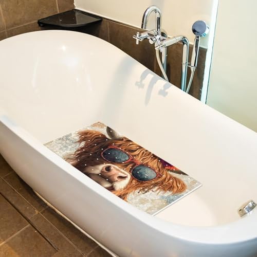 Shower Mat Non Slip 26.8 x 15.1 Inches, Funny Highland Cow Bathtub Mat Shower - Image 5