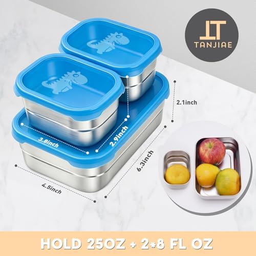 Tanjiae 3 CUP+1 CUP Stainless Steel Lunch Snack Containers Set | Leak Proof 304 - Image 2