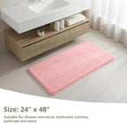 Polyester Bathroom Rug 24"x48" Pink, Non-Slip Soft Shaggy Bath Mat - Image 2