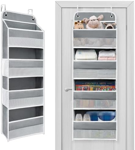 Over The Door Organizer 4 Shelves & 4 Side Pockets, Large Storage Rack by Unknown