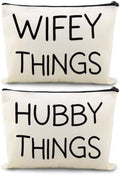 Wifey Hubby Things Cosmetic Makeup Storage Bags 2 Pcs by Sudaporn