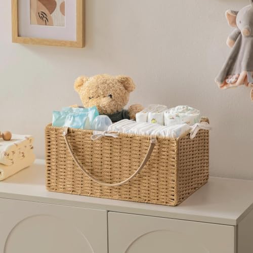 HBlife Large Baby Diaper Caddy Organizer, Paper Rope Storage Baskets Nursery Bin - Image 4