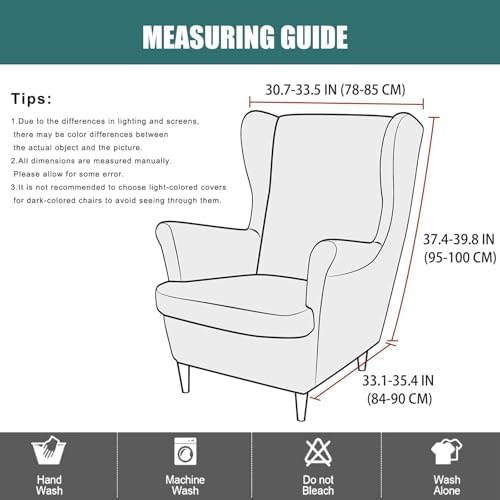 NILUOH Wingback Chair Covers 2-Piece, Armchair Slipcovers - Image 2