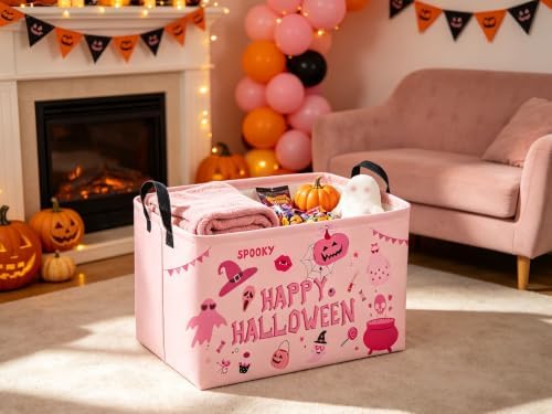Sanjiaofeng Rectangular Pink Halloween Ghost Storage Basket, Waterproof - Image 4