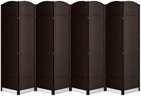 8 Panel Folding Room Divider, Woven Privacy Screen by cocosica