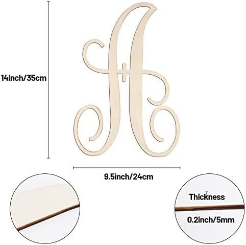 Cursive Wooden Letters A for Wall Decor Large Wood Monogram Letters 14 Inch - Image 2