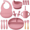 Silicone Baby Feeding Set 14 Pcs, Baby Led Weaning Set, Deep Red by LITTLERAWR