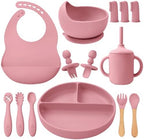 Silicone Baby Feeding Set 14 Pcs, Baby Led Weaning Set, Deep Red by LITTLERAWR