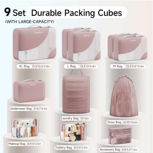 OlarHike 9 Set Packing Cubes for Travel, Gifts for Women Mom, Anti-Tearing - Image 2