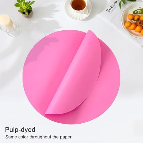 SHACOS 100 pcs Ultra Pink Valentine Round Paper Placemats Disposable 13 inch - Image 2