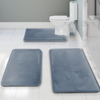 Clara Clark 3 Piece Bathroom Rugs, Velvet Memory Foam Bath Mat Set, Non-Slip - Image 2