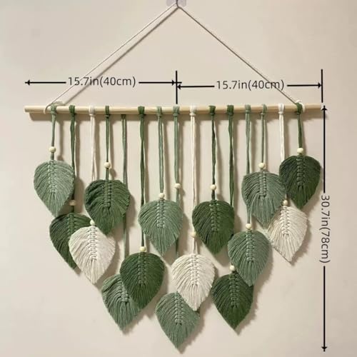 MSFENG Wall Hanging Decor Leaves Tapestry Boho Wall Decor Woven Feather - Image 2