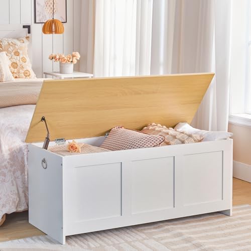 HOOBRO Storage Bench, 39.3" Retro Wooden Storage Chest, Wooden Storage Trunk - Image 2