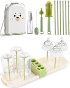Travel Bottle Cleaner kit, 7in1 Baby Toddler Travel Essential Silicone Bottle by TheNorthwayOneStore
