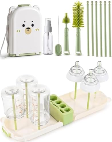 Travel Bottle Cleaner kit, 7in1 Baby Toddler Travel Essential Silicone Bottle by TheNorthwayOneStore