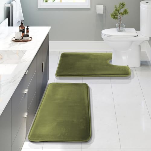 Clara Clark 2 Piece Bathroom Rugs, Velvet Memory Foam Bath Mat Set, Non-Slip by ClaraClark