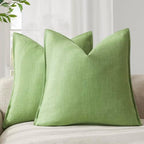 Foindtower Linen Solid Decorative Throw Pillow Covers 18x18 Inch Lime Green by Foindtower