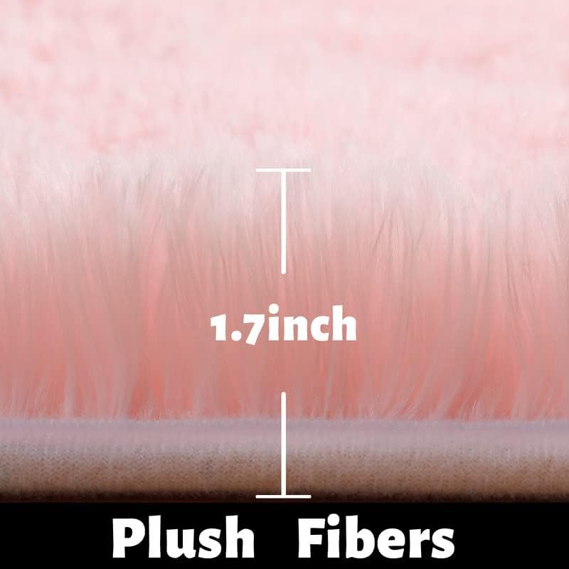 Amdrebio Light Pink Fluffy Fuzzy Area Rug 4x6 - Image 2