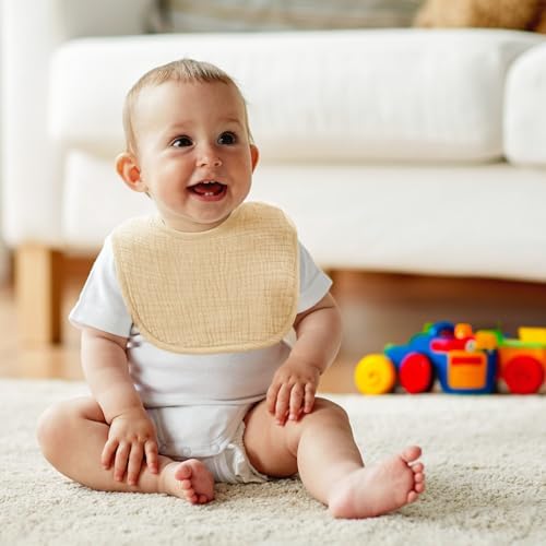 POIKSHARK 6-Pack Muslin Baby Bibs - Image 4