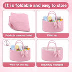 Hushee Pink Bow Baby Diaper Caddy Organizer Bag Basket - Image 6
