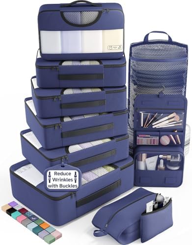 Veken 10 Set Packing Cubes for Travel Essentials, Anti-Wrinkle Buckled Suitcase by Veken