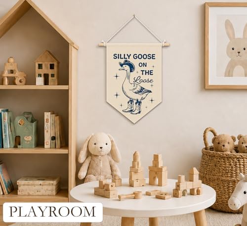 KDHTY Western Cowboy Goose Nursery Canvas Hanging Pennant Flag Banner, Goose - Image 4