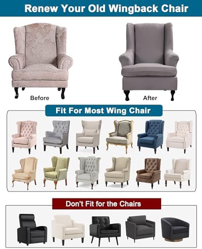 CRFATOP Wingback Chair Covers Wing Armchair Slipcovers - Image 3