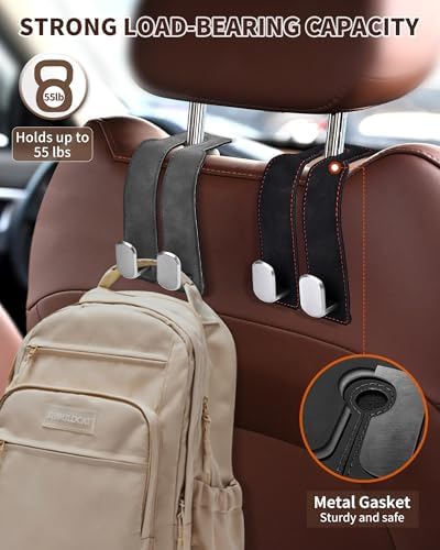 Headrest Hooks for Car, 4 Pack Car Seat Back Organizer Storage Hook, Double - Image 5