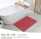 Polyester Bathroom Rug 24"x36" Red, Non-Slip Soft Shaggy Bath Mat - Image 2