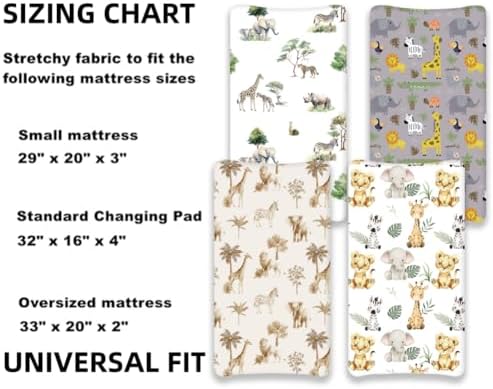 4 Pack Safari Jungle Animals Neutral Unisex Fitted Nursery Baby Sheets Set - Image 7