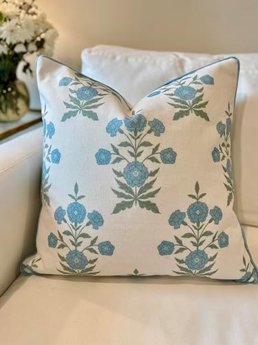 Jillien Harbor Amelia 20" x 20" Floral Throw Pillow Cover Blockprint 50 cm x 50 - Image 6