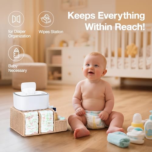 Diaper Caddy Organizer, Hand Rattan Nursery Storage Basket - Image 5