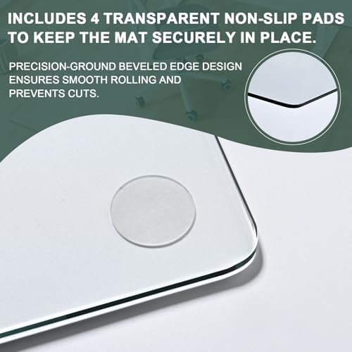 Glass Chair Mat Heavy 1/5" Thick Premium Tempered Glass Duty Hard Glass Chair - Image 2