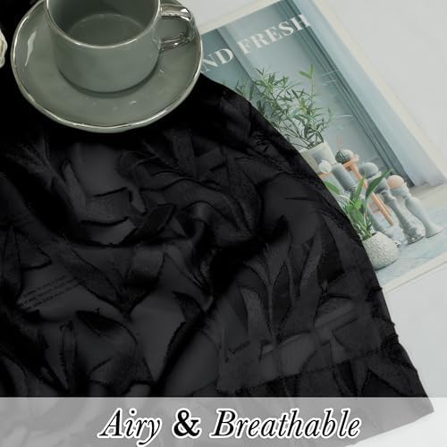Lecloud Leia 14 Inch Black Sheer Valances - Image 2