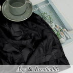 Lecloud Leia Black Sheer Kitchen Curtains 18 Inch Length 2 Pcs, Jacquard Leaf - Image 2