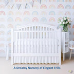 Cottington Lane White Crib Skirt Dust Ruffle 14" Drop, Fits 28" x 52" - Image 3