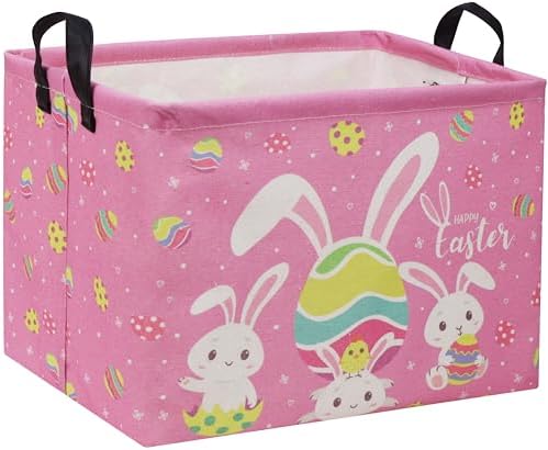 Rectangular Easter Baskets Gift Basket Empty Pink Bunny Kids Storage Bin Baby by DDBASKET